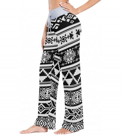 Bottoms Art Triangle Square Graphic Pattern Black White Women Loose Palazzo Casual Drawstring Sleepwear Print Yoga Pants - CE...