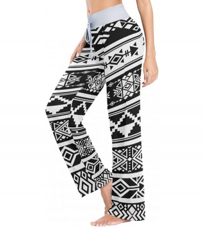 Bottoms Art Triangle Square Graphic Pattern Black White Women Loose Palazzo Casual Drawstring Sleepwear Print Yoga Pants - CE...