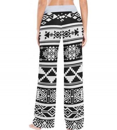 Bottoms Art Triangle Square Graphic Pattern Black White Women Loose Palazzo Casual Drawstring Sleepwear Print Yoga Pants - CE...