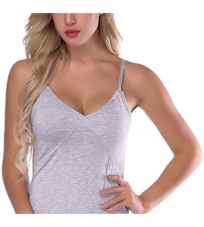 Nightgowns & Sleepshirts Women Sexy Modal Sleepwear Solid Nightwear V-Neck Slip Nightgown(S-2XL) - Style3-grey - C218Q8AYN00 ...