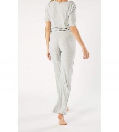 Bottoms Womens Ribbed Modal Blend Wide-Leg Trousers - Grey - 179i - Silver Blend - C718X5ZULUD $37.50