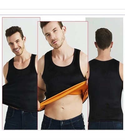 Thermal Underwear Men Women Cotton Thermal Fleece Lined Underwear Tops Basic Camisoles Tank Top Vest - Black for Female - CU1...