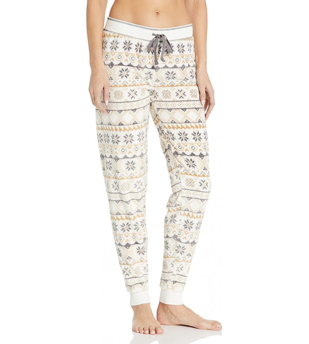 Bottoms Women's Cozy Lounge Sleepwear Jogger - Ivory - CW12FB64UG9 $40.72