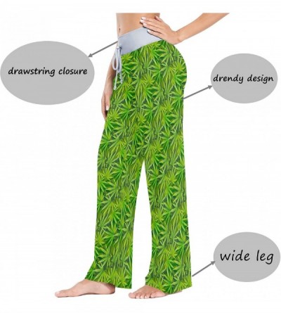 Bottoms Green Leaf Herb Narcotic Textile Grass Women's Pajama Pants Lounge Sleep Wear - Multi - C019C944U7U $29.60