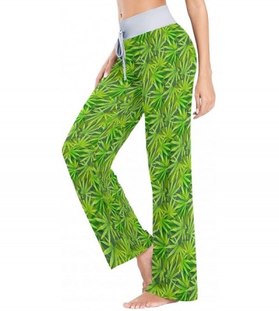 Bottoms Green Leaf Herb Narcotic Textile Grass Women's Pajama Pants Lounge Sleep Wear - Multi - C019C944U7U $29.60