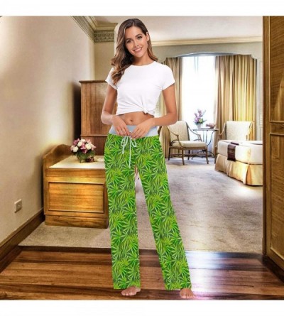 Bottoms Green Leaf Herb Narcotic Textile Grass Women's Pajama Pants Lounge Sleep Wear - Multi - C019C944U7U $29.60