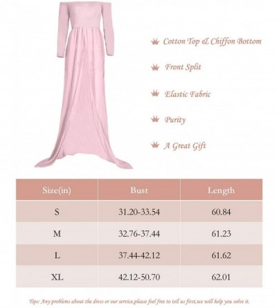 Nightgowns & Sleepshirts Women's Off Shoulder Long Sleeve Maternity Maxi Photography Dress Split Front Chiffon Gown for Photo...