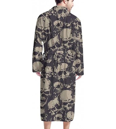 Robes Shawl Collar Robe Soft Cotton Kimono Bathrobe for Men Women Novelty Skull Pattern Warm Sleepwear Long Sleeve Skull 6 - ...