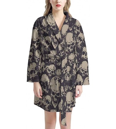 Robes Shawl Collar Robe Soft Cotton Kimono Bathrobe for Men Women Novelty Skull Pattern Warm Sleepwear Long Sleeve Skull 6 - ...