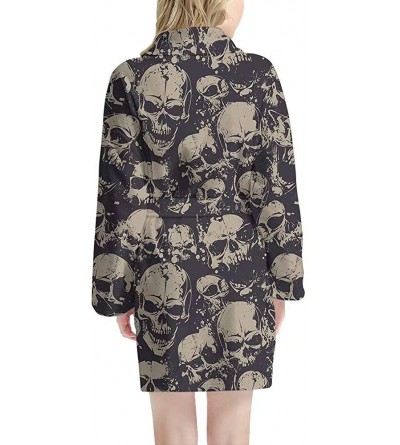 Robes Shawl Collar Robe Soft Cotton Kimono Bathrobe for Men Women Novelty Skull Pattern Warm Sleepwear Long Sleeve Skull 6 - ...