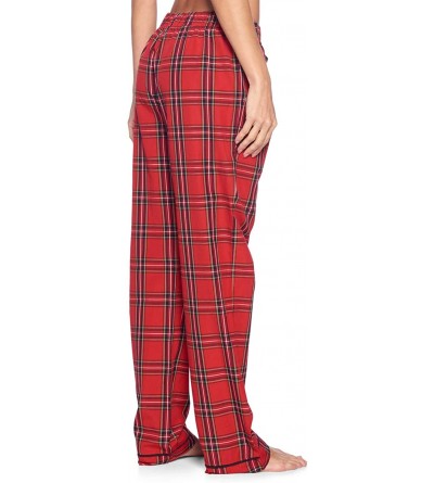 Sets Womens Short Sleeve Pajamas Set | Woven Plaid Sleepwear & Loungewear Button Down Shirt PJ Set Red/Black Stewart - CN18UU...