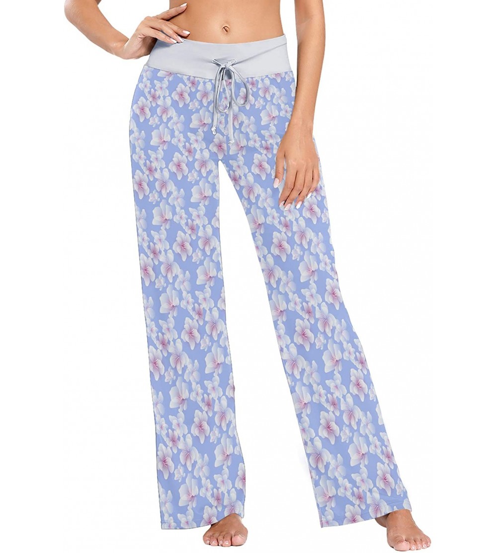 Bottoms White Cherry Blossom Women's Pajama Pants Lounge Sleep Wear - Multi - CE19D3RGE9O $23.10