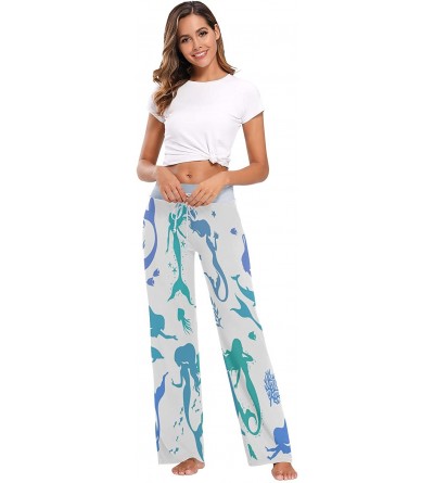 Bottoms Mermaid Fish Scale Coral Reef Women's Pajama Lounge Pants Casual Stretch Pants Wide Leg - C3198Q9S4WC $19.97