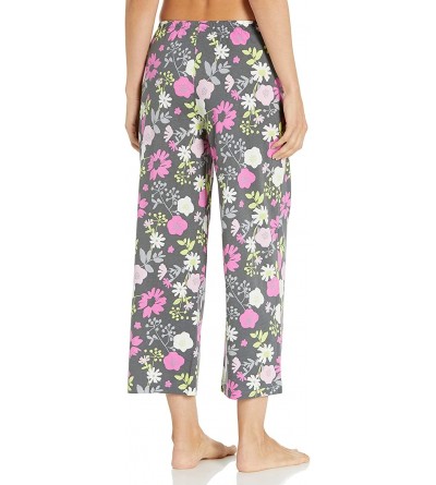 Bottoms Women's Printed Knit Capri Pajama Sleep Pant - Iron Gate - Destiny Floral - CI1984D2AEO $28.71