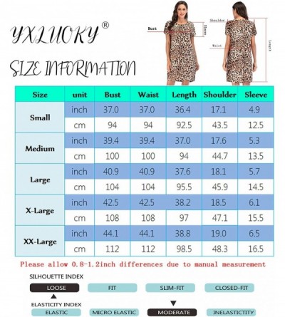 Nightgowns & Sleepshirts Womens Nightgowns for Sleeping Short Sleeve Comfy Sleepwear Leopard Print Night Shirt Gown Nightdres...