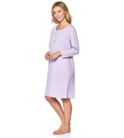 Nightgowns & Sleepshirts Women's Cotton Blend Long Sleeve Nightgown - Stars Purple - CX18M5856AS $20.68