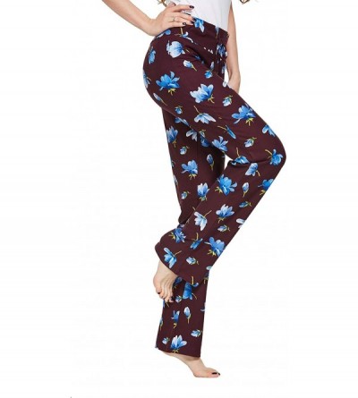 Bottoms Women's Casual Lounge Pants - Blue Flower - C61993N0H0K $14.99