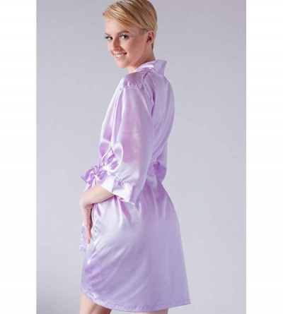 Robes Women's Silk Satin Robe Bride Bridesmaid Sexy Robes for Women - Lavender - CG18LZ3KAEY $12.86