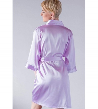 Robes Women's Silk Satin Robe Bride Bridesmaid Sexy Robes for Women - Lavender - CG18LZ3KAEY $12.86