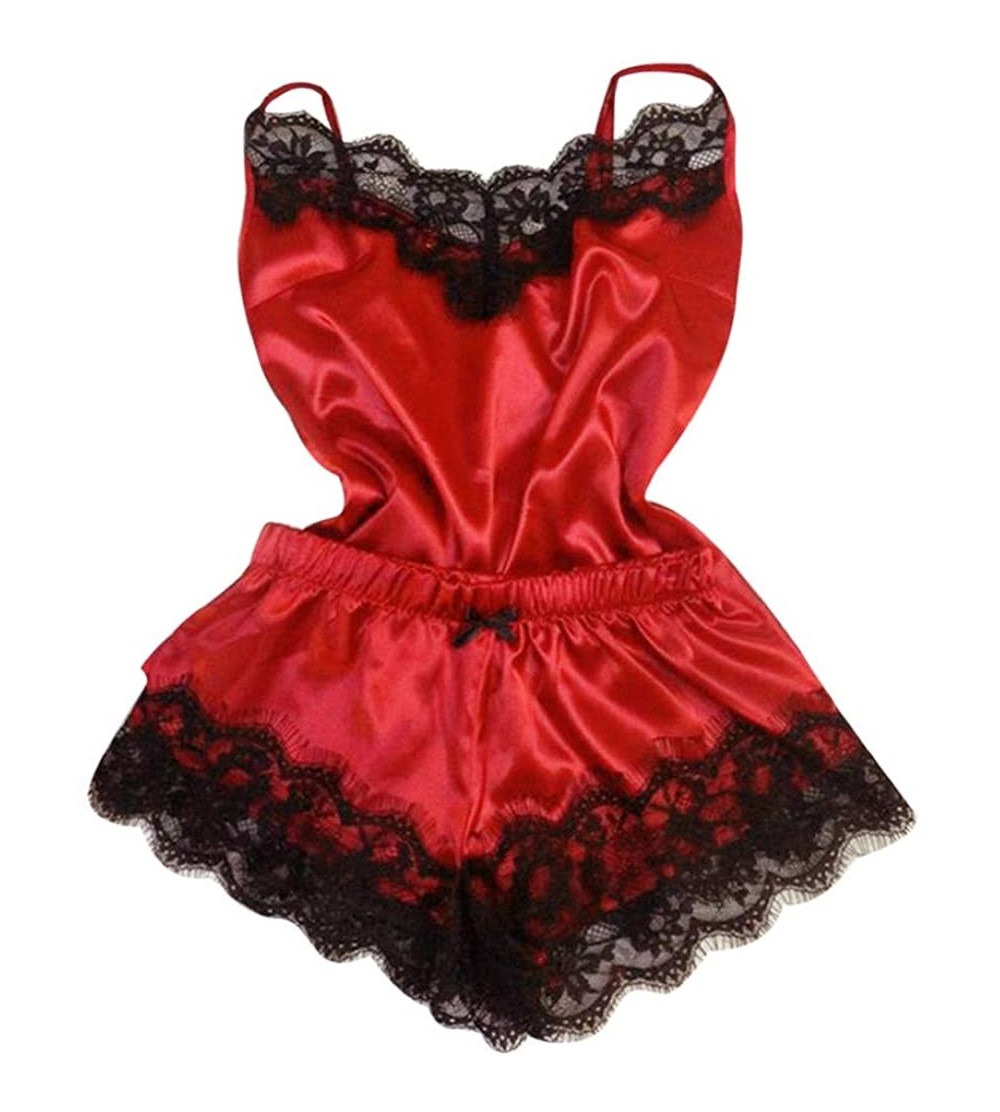 Tops Sexy Lingerie for Women for Sex- Women's Lingerie Lace Sleepwear Satin Pajama Cami Shorts Set Babydoll Nightwear - Y3-wi...