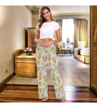 Bottoms Ellow Hibiscus Flowers Pineapples Women's Pajama Pants Lounge Sleep Wear - Multi - C019D3H7EYC $20.48