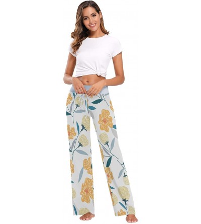 Bottoms Women's Fashion Yoga Pants Palazzo Casual Print Wide Leg Lounge Pants Comfy Casual Drawstring Long Pajama Pants - Yel...