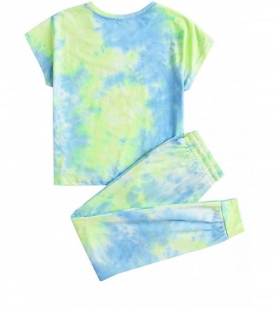 Sets Women's Tie Dye Round Neck Short Sleeve Tee and Pants Pajama Set - Tie Dye-3 - C41902MKYK0 $26.97