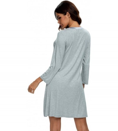 Nightgowns & Sleepshirts Long Sleeve Winter Nightgowns for Women Soft Long Sleep Shirts Sleepwear Plus Size - A-heather Grey ...