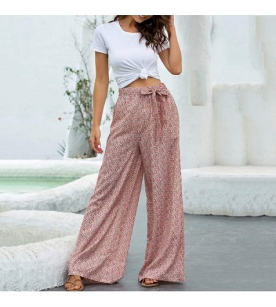 Bottoms Womens Pajama Bottoms Comfy Palazzo Lounge Pant Sleepwear Drawstring Waist Long Workout Yoga Active Pants - C Pink - ...