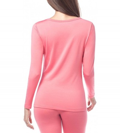 Thermal Underwear Women's Lightweight Thermal Underwear Top Fleece Lined Base Layer Long Sleeve Shirt L15 - Pink - C818U352UO...