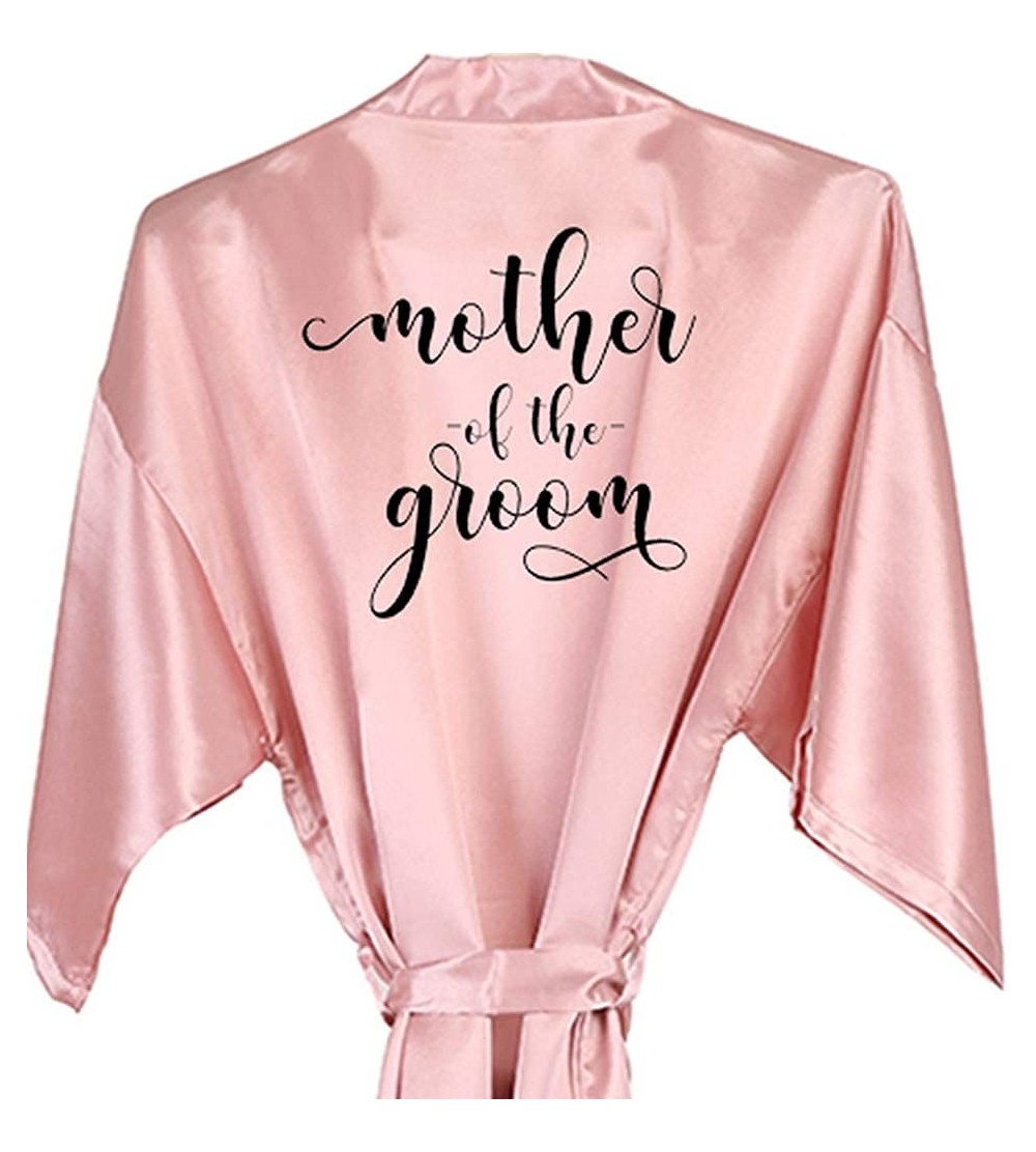 Robes Women Grand Grandmother of The Groom Heart Golden Glitter Kimono Satin Party Robes - Pink Mother Groom - CX194SZTHXX $4...