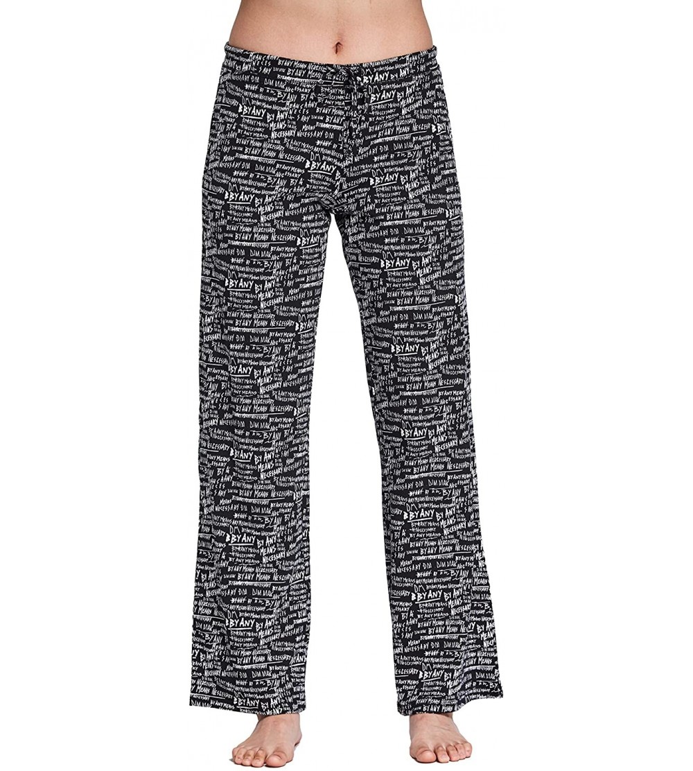 Bottoms Womens casual stretch cotton pajama pants simple lounge pants charcoal - Black White Words Print - CO199E0Z8C8 $13.44