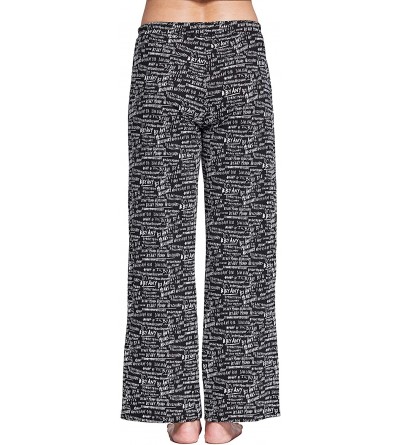 Bottoms Womens casual stretch cotton pajama pants simple lounge pants charcoal - Black White Words Print - CO199E0Z8C8 $13.44