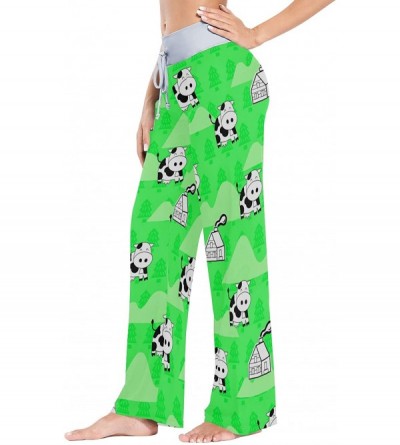 Bottoms Farm Cow Women Loose Palazzo Casual Drawstring Sleepwear Print Yoga Pants - CY19D8W0IOY $19.30