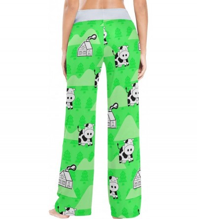 Bottoms Farm Cow Women Loose Palazzo Casual Drawstring Sleepwear Print Yoga Pants - CY19D8W0IOY $19.30