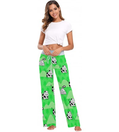 Bottoms Farm Cow Women Loose Palazzo Casual Drawstring Sleepwear Print Yoga Pants - CY19D8W0IOY $19.30