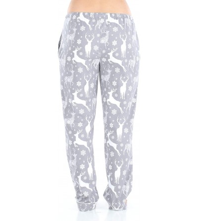 Bottoms Women's Cotton Flannel Pajama PJ Pants with Pockets - Grey Deer - C5196G5SNZE $20.62