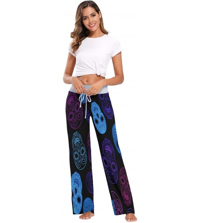 Bottoms Womens Pajama Lounge Pants Marvellous Paisley Skulls Wide Leg Casual Palazzo Pj Sleep Pants Girls - Amazing 1 - CT19C...