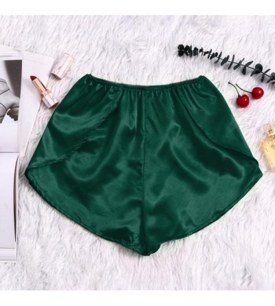 Robes Plus Size Shorts Silk Satin Sexy Pajamas Underwear For Women - Green - C6197M6LX6S $9.93