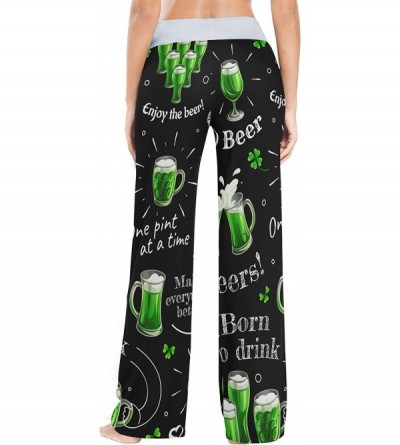 Bottoms Women's Comfy Stretch Saint Patrick's Day Green Beer Drawstring Wide Leg Pajama Pants Lounge Pants - Color 1 - CA197U...