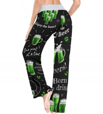 Bottoms Women's Comfy Stretch Saint Patrick's Day Green Beer Drawstring Wide Leg Pajama Pants Lounge Pants - Color 1 - CA197U...