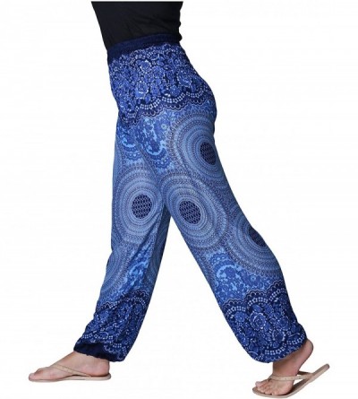 Bottoms Smocked Waist Unisex Lounge Trousers Harem Loungewear Festival Yoga Pyjamas Pantaloon Comfort Pants Rose Dark Blue - ...