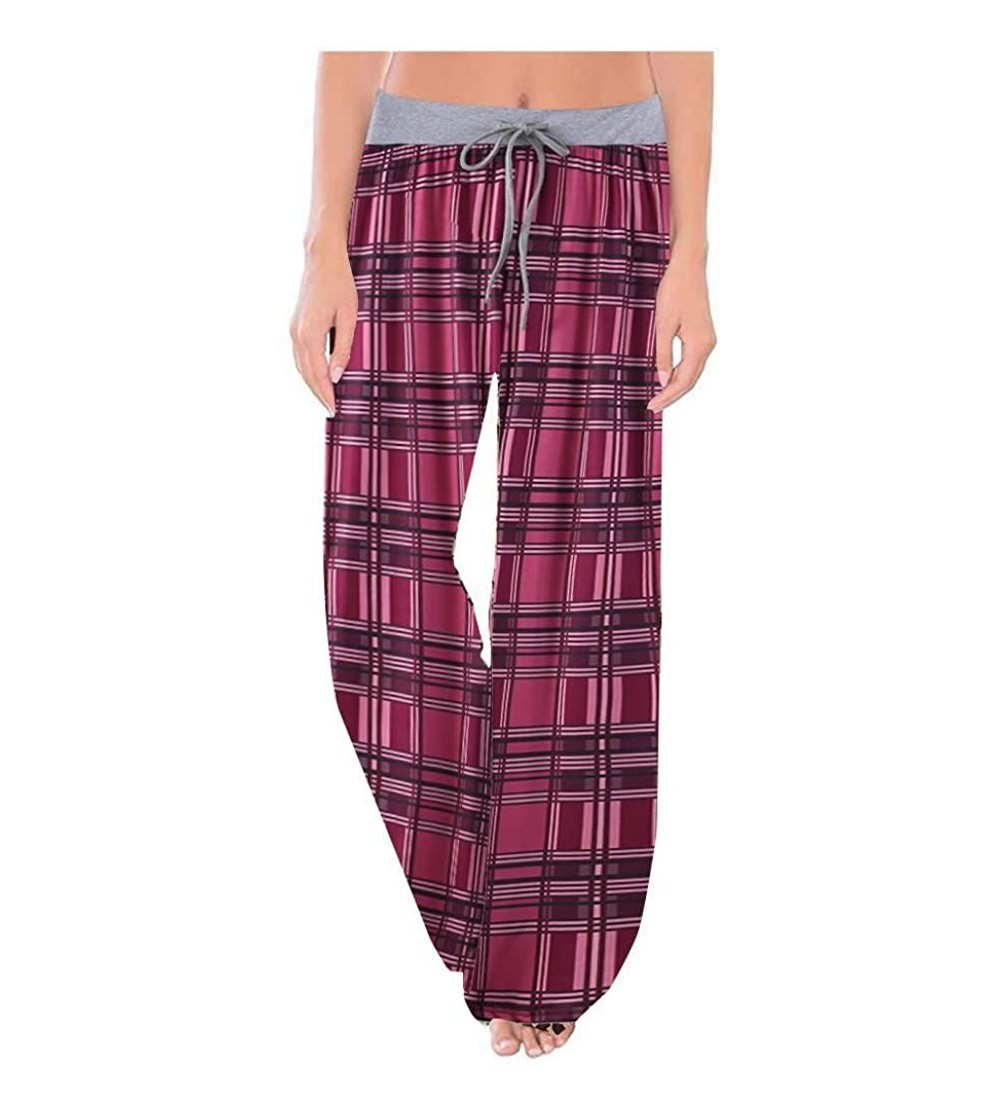 Bottoms Floral Print Wide Leg Pants Pajama Pants for Women - Hot Pink - CN1943LS2OM $13.65