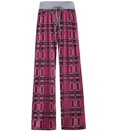 Bottoms Floral Print Wide Leg Pants Pajama Pants for Women - Hot Pink - CN1943LS2OM $13.65