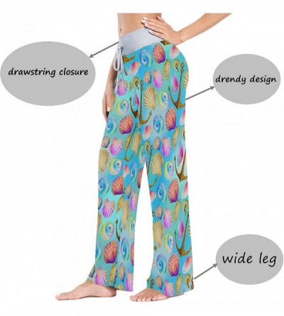 Bottoms Marine Pattern Conch Shells Clams Anchor Sea Snail Women's Pajama Pants Lounge Sleep Wear - Multi - CS19CK2ND0C $25.33