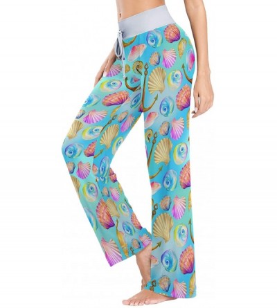 Bottoms Marine Pattern Conch Shells Clams Anchor Sea Snail Women's Pajama Pants Lounge Sleep Wear - Multi - CS19CK2ND0C $25.33