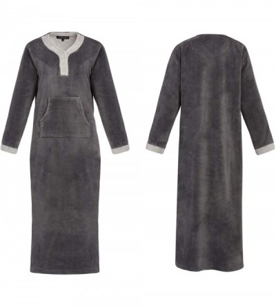 Nightgowns & Sleepshirts Women's Warm Fleece Nightgown- Long Kaftan with Pockets - Burgundy - CA18D737D80 $48.86