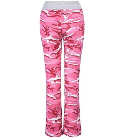 Bottoms Women Casual High Waisted Pajama Pants Stretch Floral Print Drawstring Palazzo Wide Leg Lounge Pants Harem Trousers -...