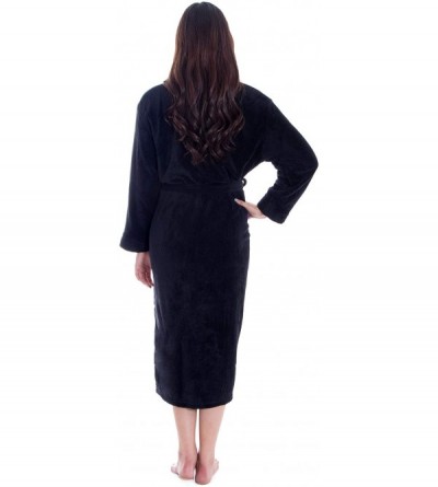 Robes Women's Luxuriously Cozy Plush Bath Robe - Black - CL18DWWEZHI $30.17