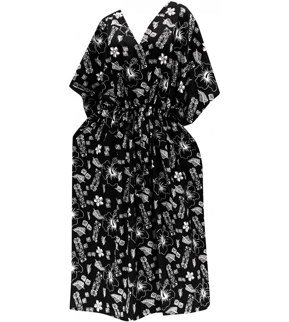 Nightgowns & Sleepshirts Women's Maxi Caftan Evening Gowns Casual Dress Cover Ups Drawstring - Halloween Black_i614 - C917YII...